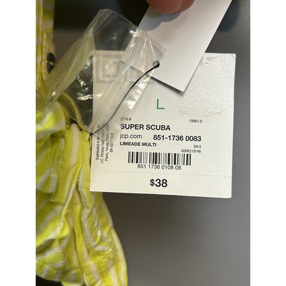 Liz Claiborne‎ Henley Shirt Womens Large Yellow Stripe Bright Lightweight Beac - Picture 5 of 9